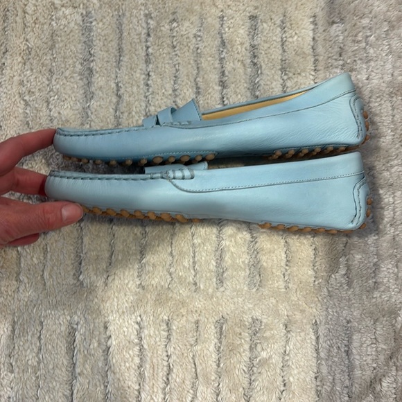 M. Gemi Light Blue Leather Loafers - Picture 7 of 7